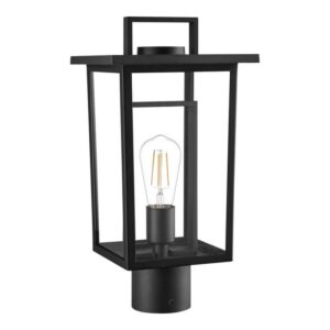 Hampton Bay Keswick 1-Light Matte Black Outdoor Post Light Weather Resistant
