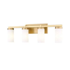 Z-Lite Danica 29.5 in. 4-Light Modern Gold Vanity-Light with White Glass Shade