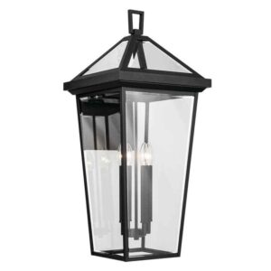 KICHLER Regence 30.25 in. 4-Light Textured Black Outdoor Wall Lantern Sconce
