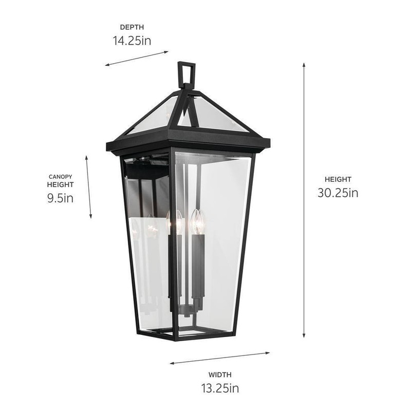KICHLER Regence 30.25 in. 4-Light Textured Black Outdoor Wall Lantern Sconce - Image 5