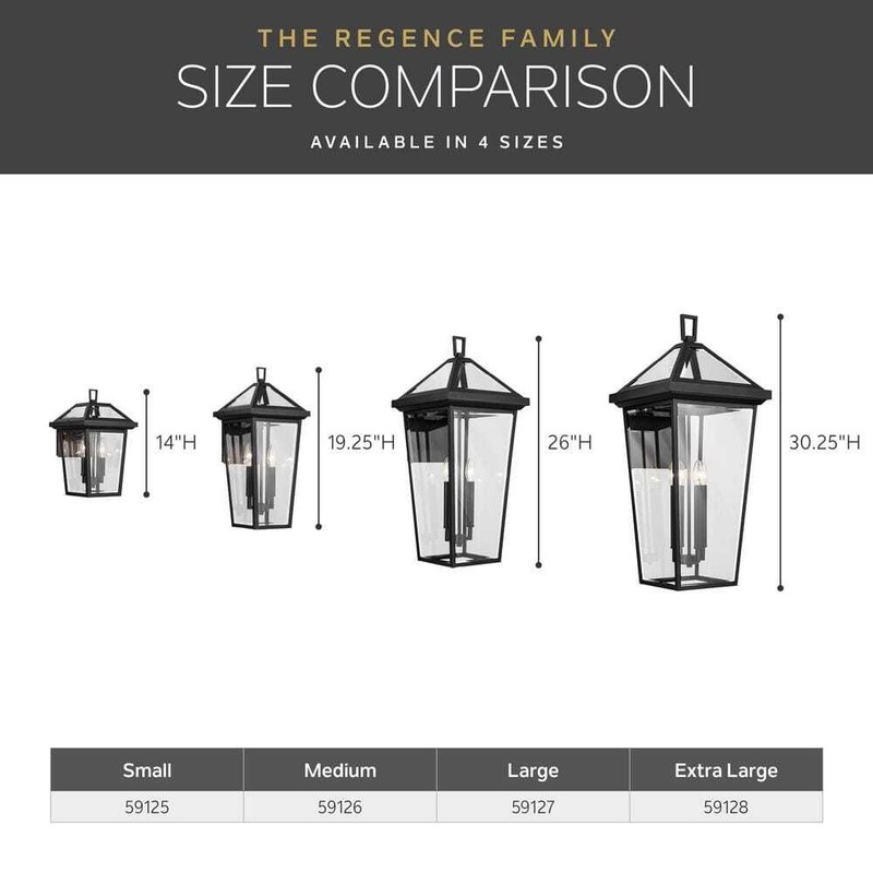 KICHLER Regence 30.25 in. 4-Light Textured Black Outdoor Wall Lantern Sconce - Image 6