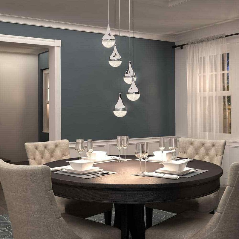 Artika Glitzer 30Watt 5 Light Chrome Modern Integrated LED Pendant Light Fixture - Image 2