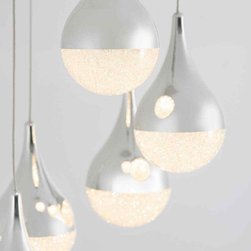 Artika Glitzer 30Watt 5 Light Chrome Modern Integrated LED Pendant Light Fixture - Image 8