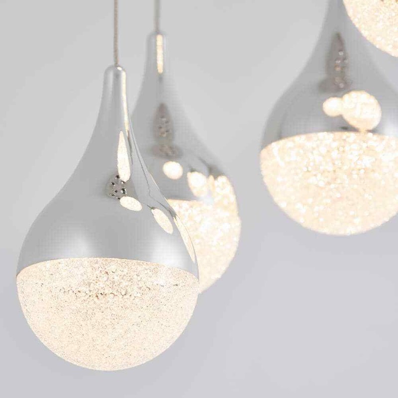 Artika Glitzer 30Watt 5 Light Chrome Modern Integrated LED Pendant Light Fixture - Image 9
