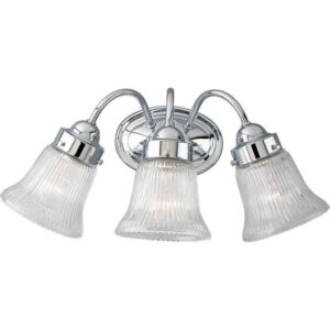 Progress Lighting Fluted Glass 3-Light Chrome Bathroom Vanity Light,Glass Shades
