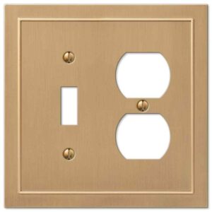 AMERELLE Bethany 2 Gang 1-Toggle n 1-Duplex Metal Wall Plate-Brushed Bronze 4PK