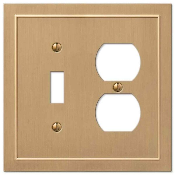 AMERELLE Bethany 2 Gang 1-Toggle n 1-Duplex Metal Wall Plate-Brushed Bronze 4PK