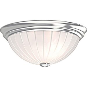 Volume Lighting 11" Brushed Nickel Indoor Flush Mount w/Frosted Melon Glass Bowl