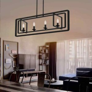 Cedar Hill 4-Light Black Chandelier Kitchen Pendant Light Modern Industrial