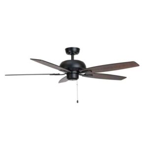 BLUE MOUNTAIN 52 in. 3-Speed Ceiling Fan Matte Black Pull Chain Light Kit,Remote