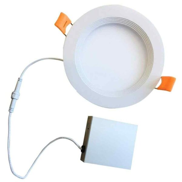 Bulbrite 8 in. Canless 2700K, 100-Watt Equivalent, White Round w/J-Box(1-Pack)