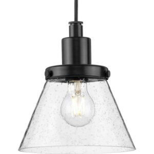 Progress Lighting Hinton 8 in. One-Light Brushed Nickel Pendant w/Clear Seeded