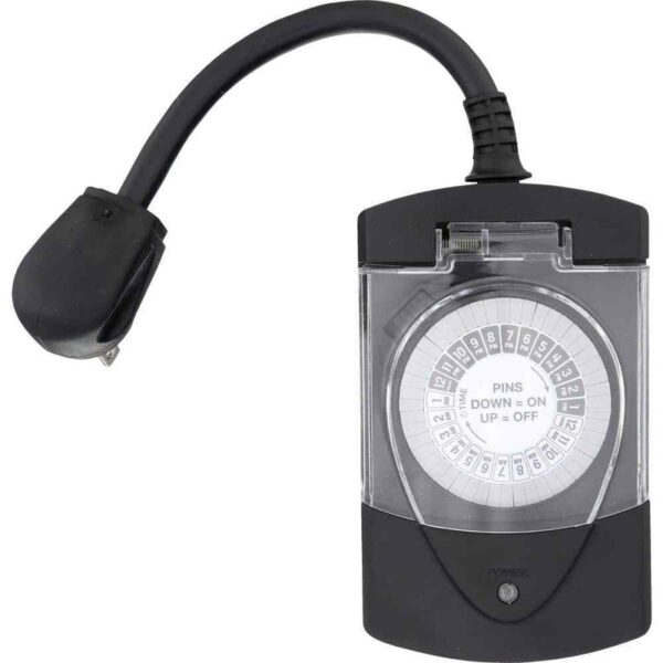 Westek Outdoor Grounded Daily Mechanical Timer, Dual Outlet, White