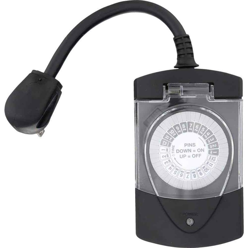 Westek Outdoor Grounded Daily Mechanical Timer, Dual Outlet, White
