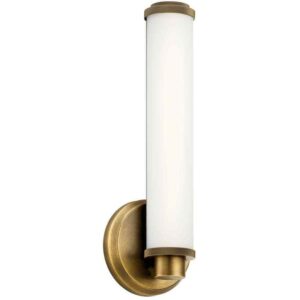 KICHLER Indeco 16-Watt Natural Brass Integrated LED Bathroom Indoor Wall Sconce