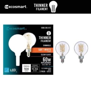 EcoSmart 60-Watt Equivalent G16.5 Dimmable Fine Bendy Filament LED Vintage Ediso