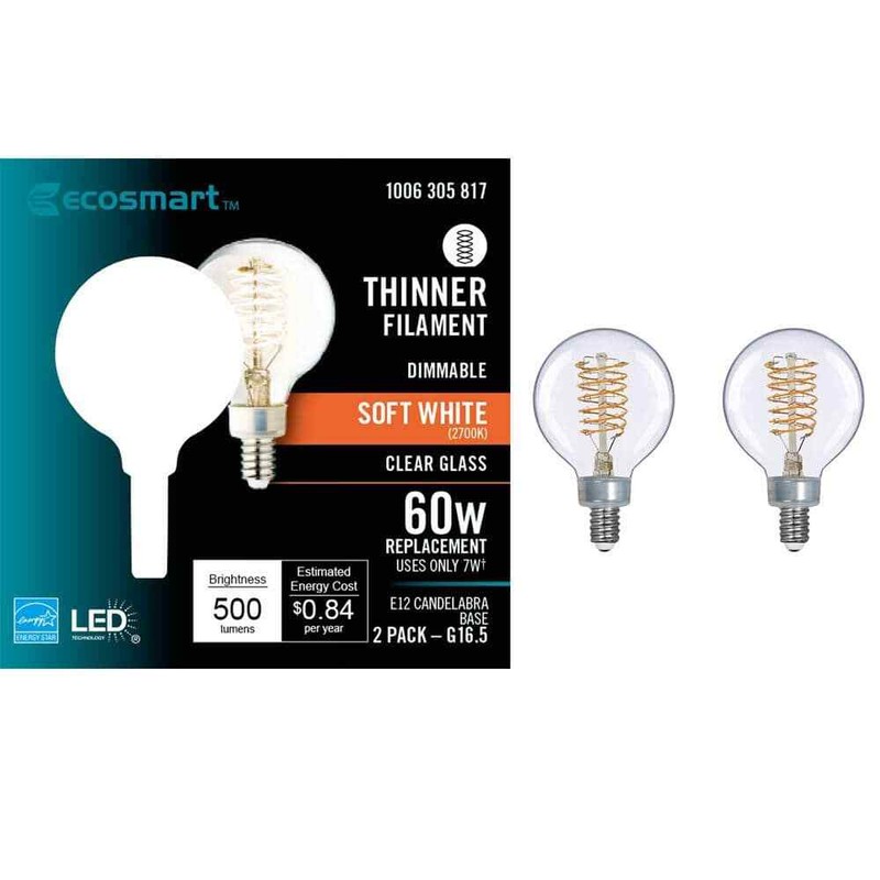 EcoSmart 60-Watt Equivalent G16.5 Dimmable Fine Bendy Filament LED Vintage Ediso - Image 14