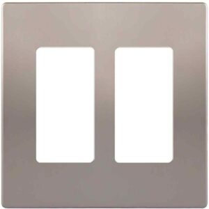ENERLITES Elite 4.68 in. H x 4.73 in. L, Nickel 2-Gang Screwless Wall Plate