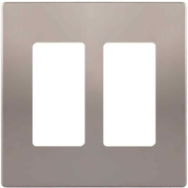 ENERLITES Elite 4.68 in. H x 4.73 in. L, Nickel 2-Gang Screwless Wall Plate