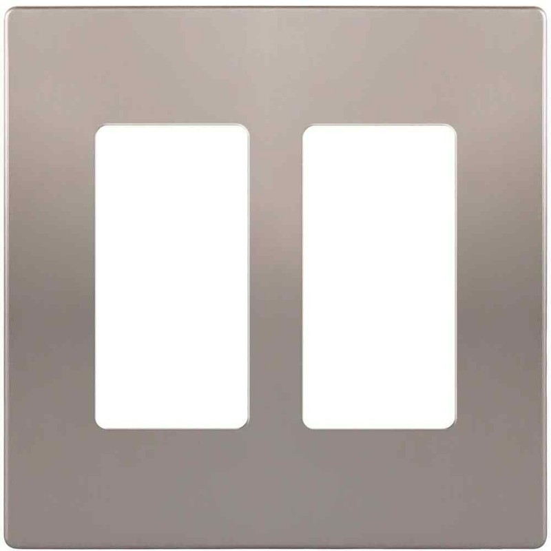 ENERLITES Elite 4.68 in. H x 4.73 in. L, Nickel 2-Gang Screwless Wall Plate
