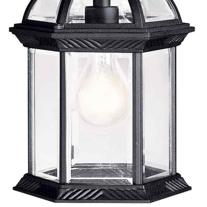 KICHLER Barrie 1-Light Black Outdoor Porch Hanging Pendant Light w/Clear Beveled - Image 2