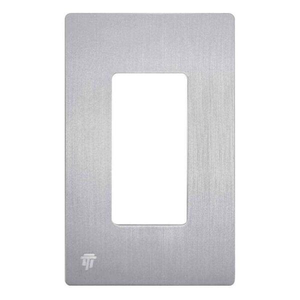 ENERLITES 4.68 in. Hx2.93 in. L,Brushed Silver 1-Gang Screwless Wall Plate 2PK