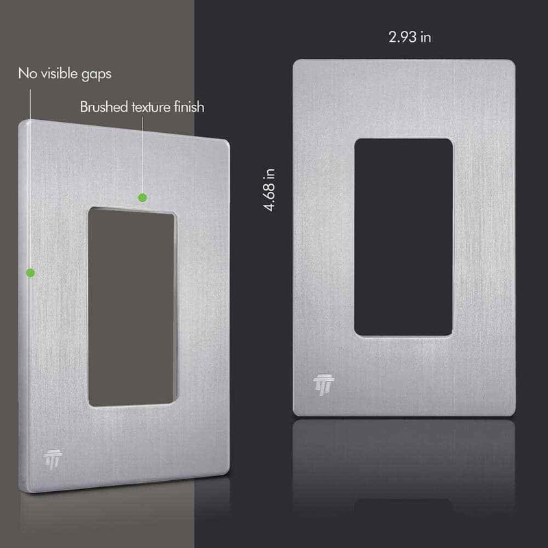 ENERLITES 4.68 in. Hx2.93 in. L,Brushed Silver 1-Gang Screwless Wall Plate 2PK - Image 2