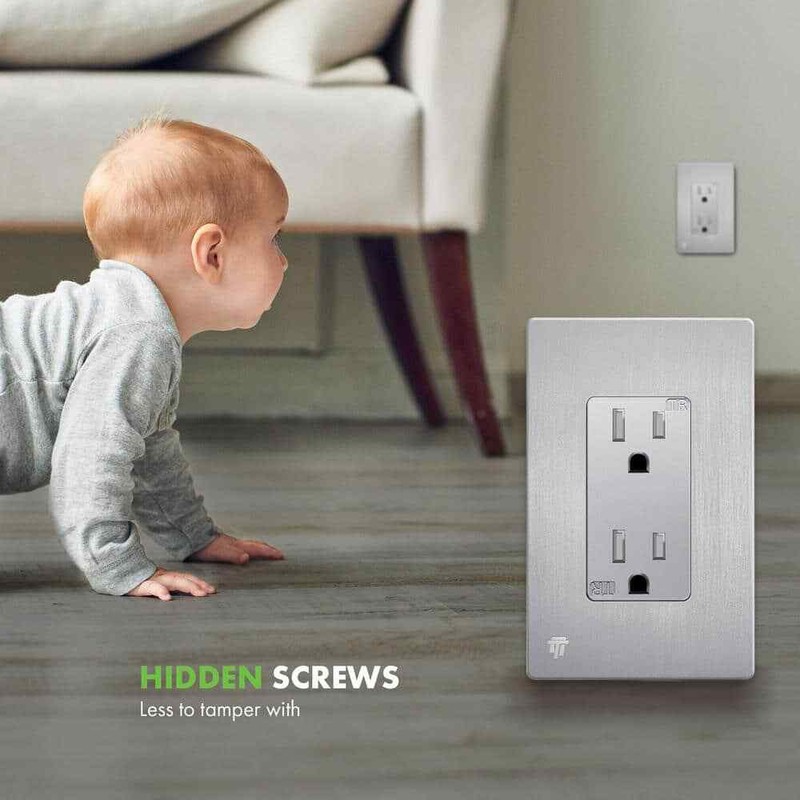 ENERLITES 4.68 in. Hx2.93 in. L,Brushed Silver 1-Gang Screwless Wall Plate 2PK - Image 4