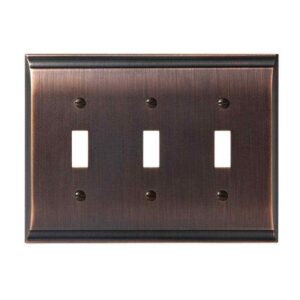 Amerock Bronze 3-Gang 3-Toggle Wall Plate (1-Pack)