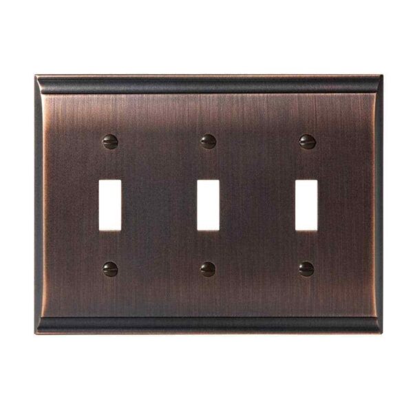 Amerock Bronze 3-Gang 3-Toggle Wall Plate (1-Pack)
