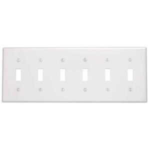 Leviton 6-Gang White Toggle Plastic Standard Wall Plate (1-Pack) 88036