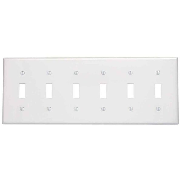 Leviton 6-Gang White Toggle Plastic Standard Wall Plate (1-Pack) 88036