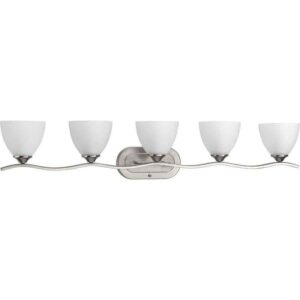 Progress Lighting Laird 41-5/8 in. 5-Light Brushed Nickel Etched Glass Vanity