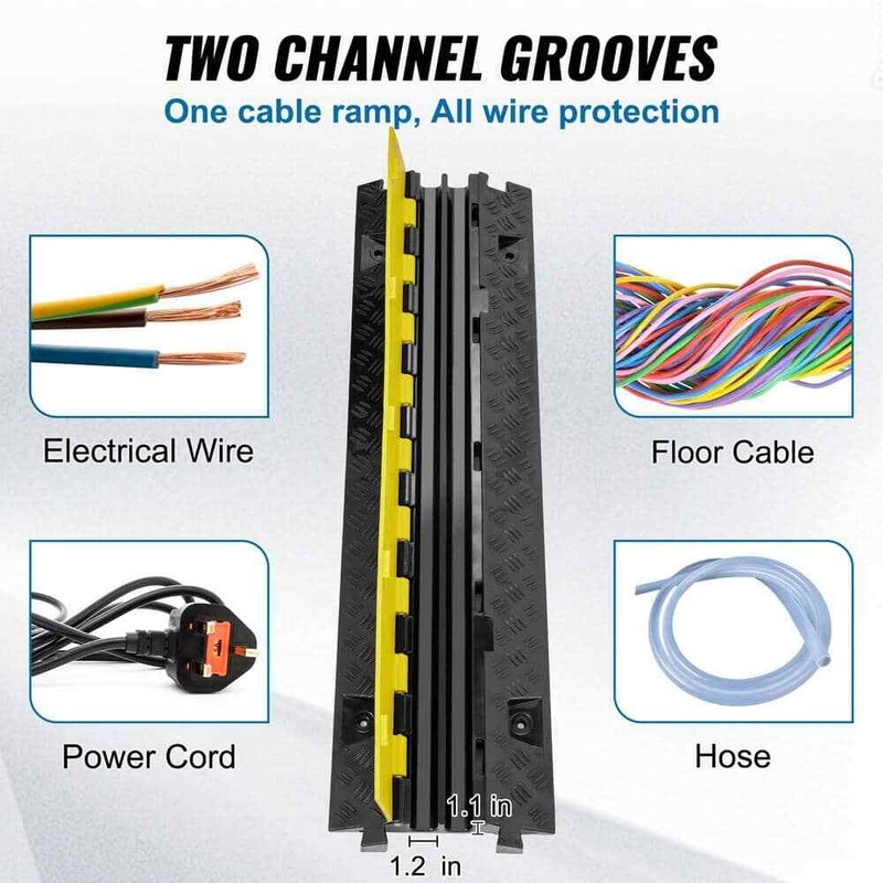 VEVOR Cable Protector Ramp 2 Channel 22000 lbs. Load Traffic Speed Bump - Image 3
