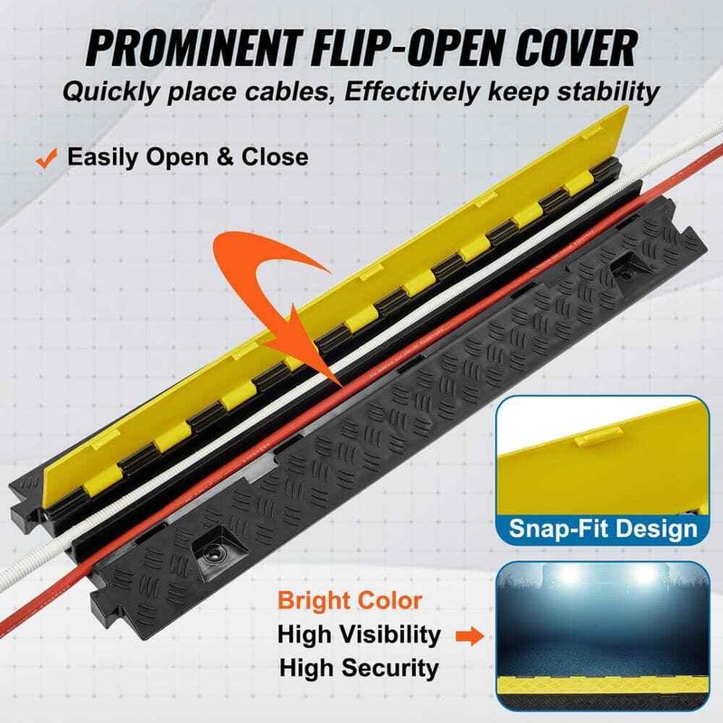 VEVOR Cable Protector Ramp 2 Channel 22000 lbs. Load Traffic Speed Bump - Image 5