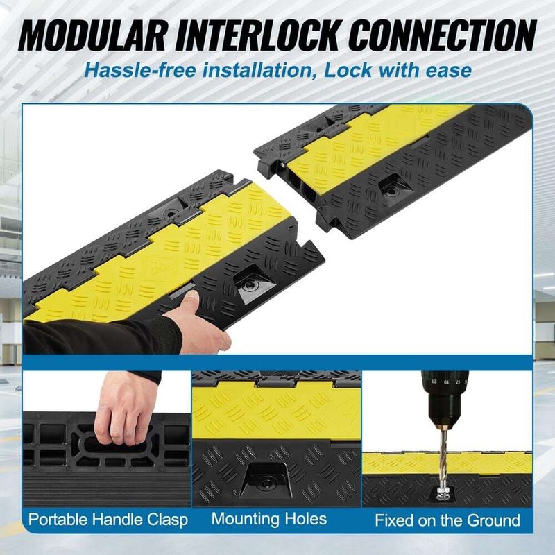 VEVOR Cable Protector Ramp 2 Channel 22000 lbs. Load Traffic Speed Bump - Image 6