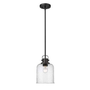 Z-Lite Kinsley 8" 1-Light Matte Black Globe Pendant Light w/ Clear Seeded Glass