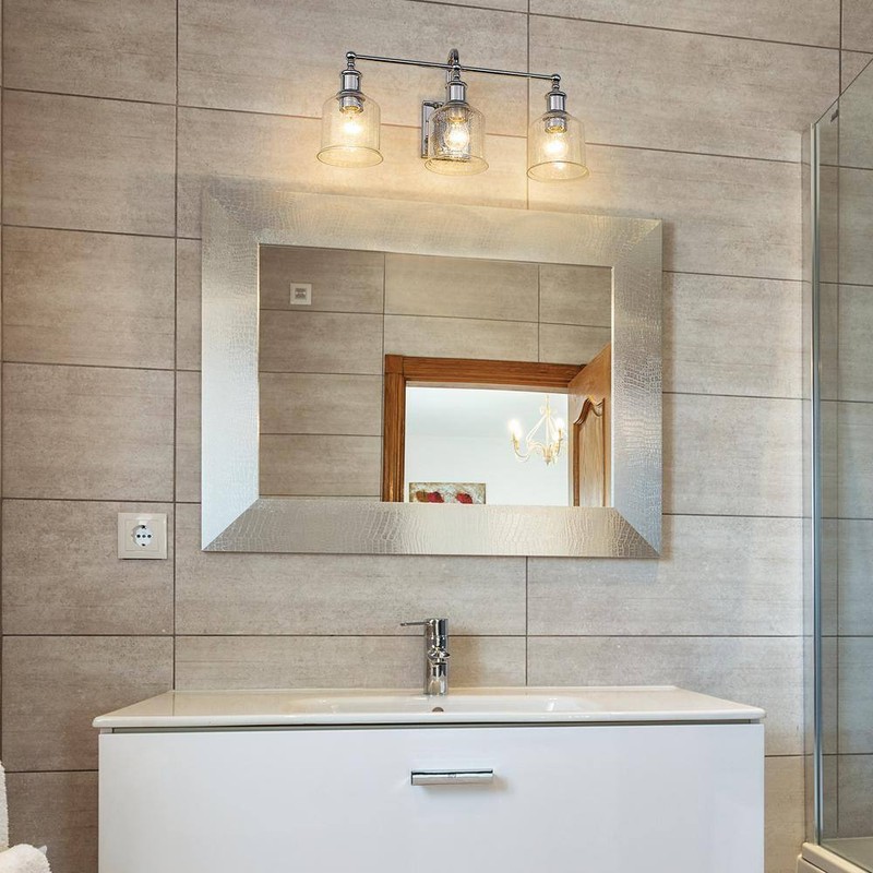 Z-Lite Bryant 24 in. 3-Light Chrome Vanity Light with Glass Shade - Image 6