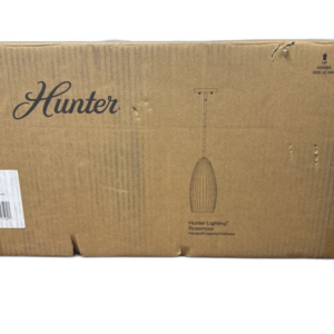 Hunter Rossmoor 60-Watt 1-Light Luxe Gold Island Pendant Light+Bell Glass Shade