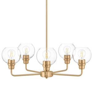 Hampton Bay Florabelle 5-Light Chandelier Gold Clear Globe Glass Shades