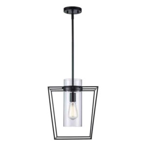 Monteaux Lighting 12 in. 1-Light Black Pendant Light Fixture w/Clear Glass