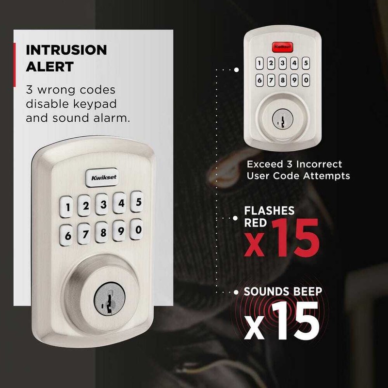 Kwikset Powerbolt 250 10-Button Keypad Satin Nickel Transitional Electronic - Image 8