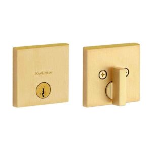 Kwikset Downtown Low Profile Satin Brass Single Cylinder Square Contemporary