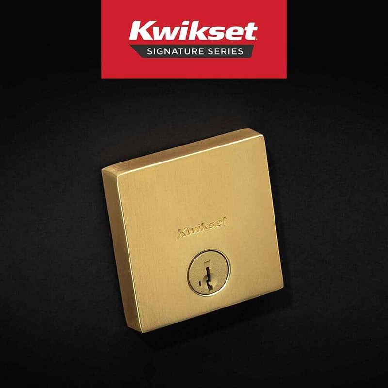 Kwikset Downtown Low Profile Satin Brass Single Cylinder Square Contemporary - Image 2