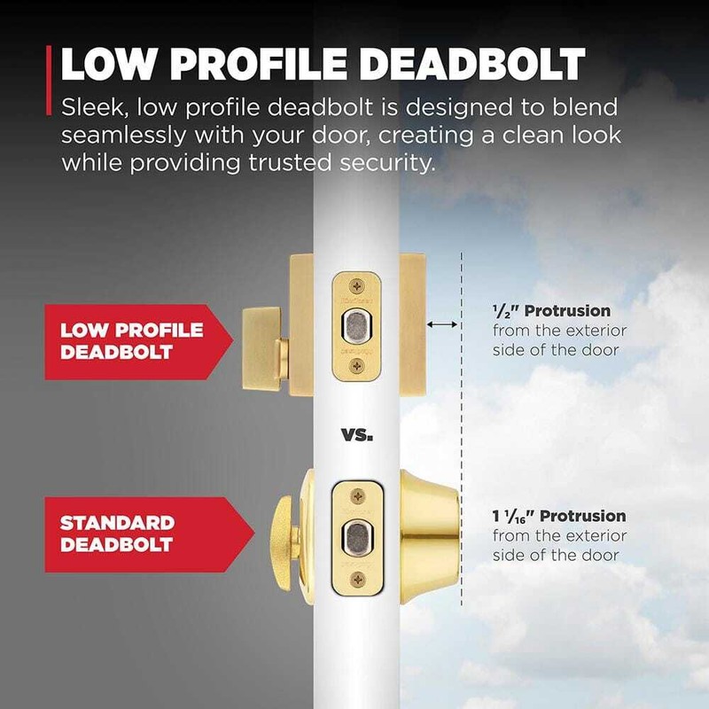Kwikset Downtown Low Profile Satin Brass Single Cylinder Square Contemporary - Image 6