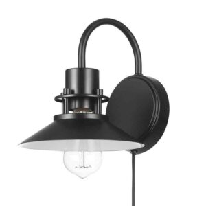 Globe Electric 1-Light Matte Black Plug-In or Hardwire Wall Sconce