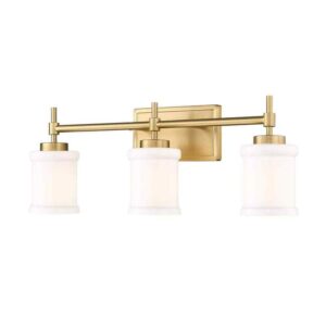 Z-Lite Cadoc 23.5 in. 3-Light Modern Gold Vanity-Light w/Gloss Opal Glass Shade