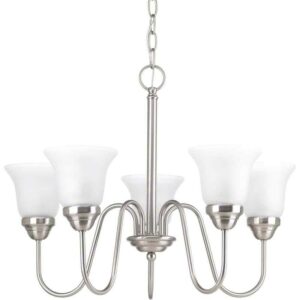 Progress Lighting Classic 5-Light Brushed Nickel Etched Glass Chandelier