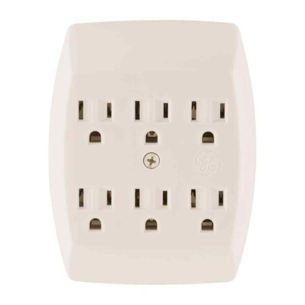 GE 15- Amp 125-Volt AC 6-Outlet Grounded Adapter- Wall Almond