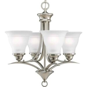 Progress Lighting Trinity 4-Light Brushed Nickel Etched Glass  Chandelier Light